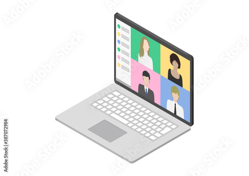 Web会議・リモートワーク・テレワークのイラスト素材