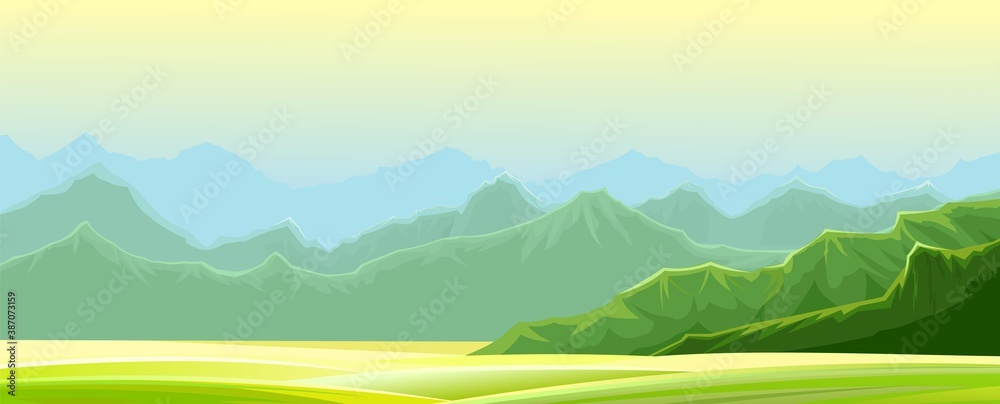 Rural hills. Scenery. Vector. Pasture grass for cows and a place for a vegetable garden and farm. Meadows and trees. Horizon. Beautiful view. Summer. Rural hills. Scenery. Vector. Pasture grass for cows and a place for a vegetable garden and farm. Meadows and trees. Horizon. Beautiful view. Summer.