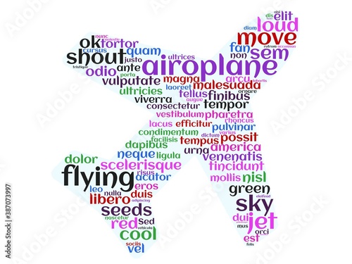 airplane symbol wordart in white background