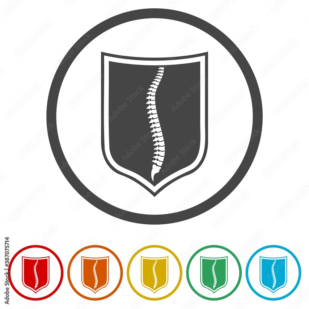 Healthy protected spine ring icon, color set Healthy protected spine ring icon, color set