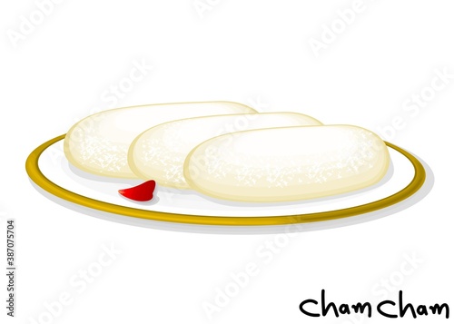Cham Cham indian Sweet Dish Food Vector