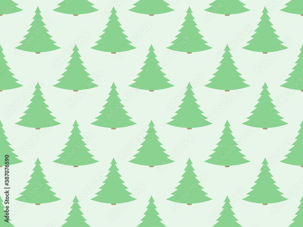 Christmas tree seamless pattern. Holiday time green fir tree. Festive background for Christmas decorations, greeting cards and banners. Vector illustration