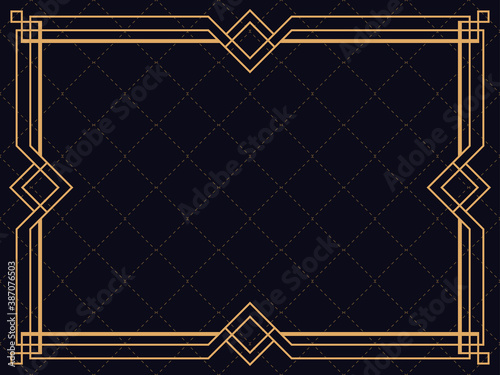 Art deco frame. Vintage linear border. Design a template for invitations, leaflets and greeting cards. The style of the 1920s - 1930s. Vector illustration