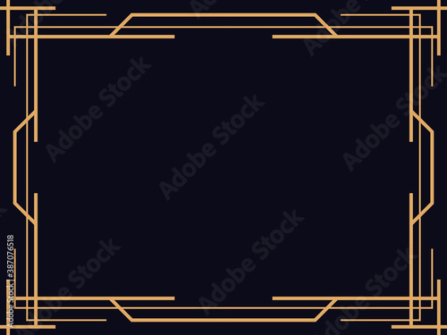 Art deco frame. Vintage linear border. Design a template for invitations, leaflets and greeting cards. The style of the 1920s - 1930s. Vector illustration