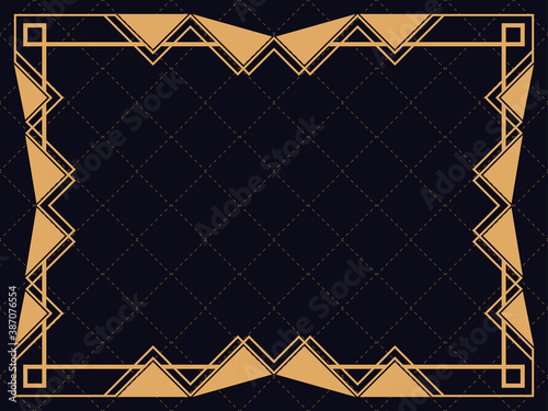 Art deco frame. Vintage linear border. Design a template for invitations, leaflets and greeting cards. The style of the 1920s - 1930s. Vector illustration