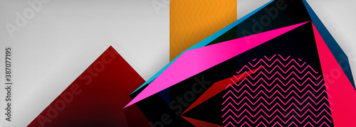 Low poly 3d geometric shapes, minimal abstract background. Vector illustrations for covers, banners, flyers and posters and other