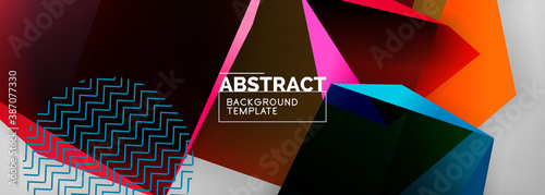 Low poly 3d geometric shapes, minimal abstract background. Vector illustrations for covers, banners, flyers and posters and other