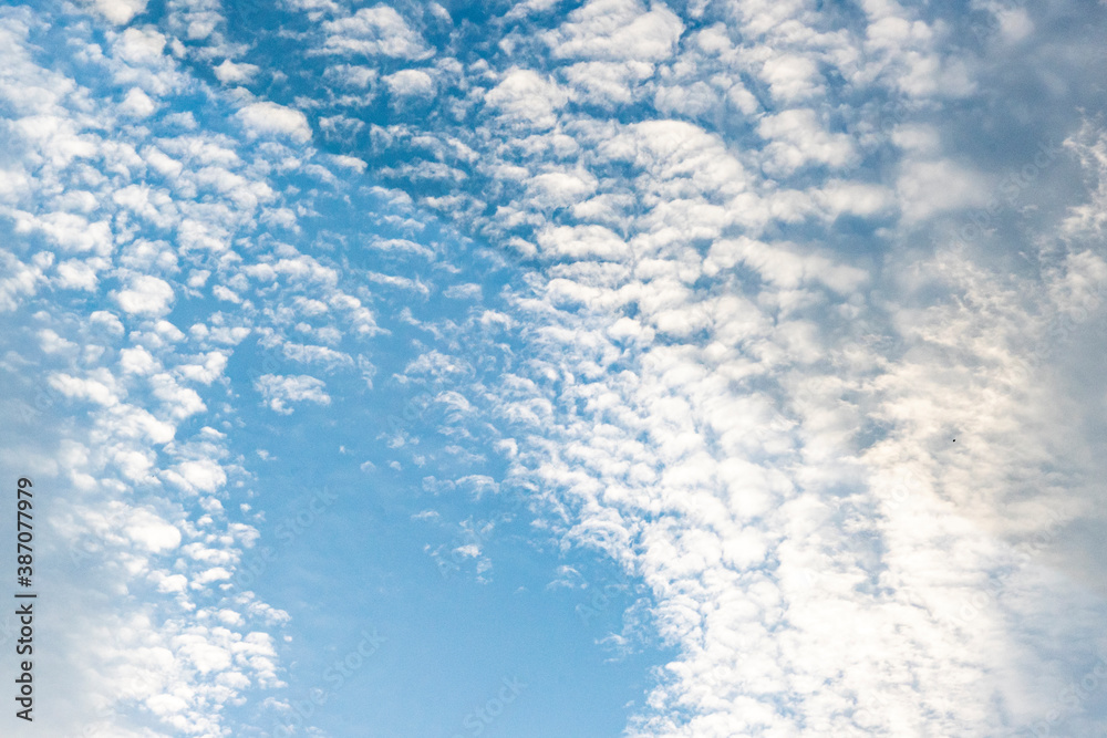 Clouds in the blue sky. Natural blue sky with cloud closeup or background..