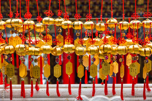 台湾 日月潭の文武廟に飾られた鈴 
