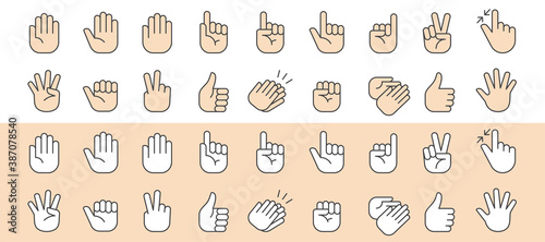 Hands icons. Isolated vector illustration.