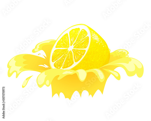 Lemon splash vector illustration. Concept for label.