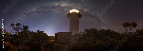Cape Tourville Lighthouse and the Zodiacal Light under the Milky Way, Freycinet Peninsula near Wineglass Bay