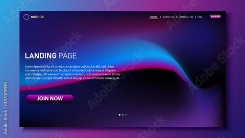 Landing page background. Website UI background design. Fluid shape color. Eps 10 vector