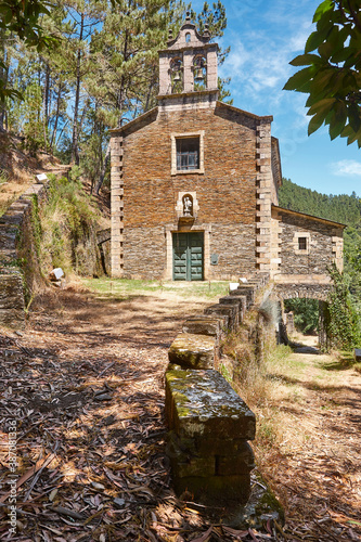 Romanesque church in Spain. Santo Estevo Chouzan. Ribeira sacra. Galicia photo