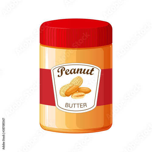 Peanut butter. Detailed Vector Icon. Food for cooking breakfast.