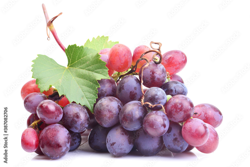 Bunch of grapes on a white background