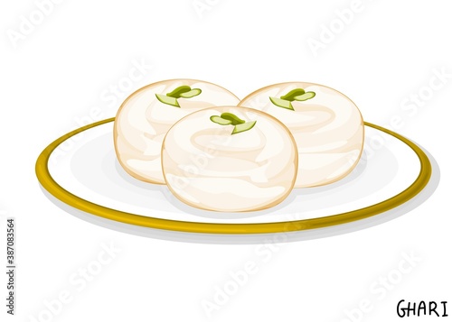 Ghari indian Sweet Dish Food Vector