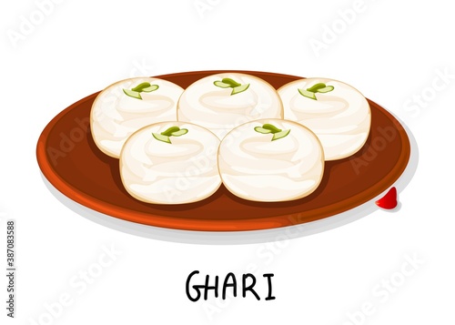 Ghari indian Sweet Dish Food Vector