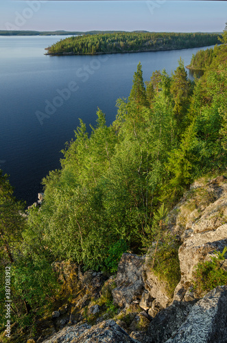 View from Zayachiy Island on the Upper Pulongskoye Lake in Karelia (Russia)