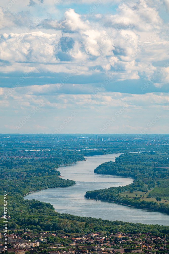 Curvy Danube River in Hungary