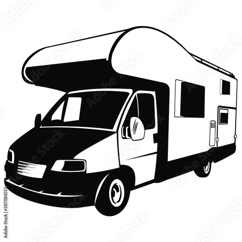 camper van on white background,  motor home