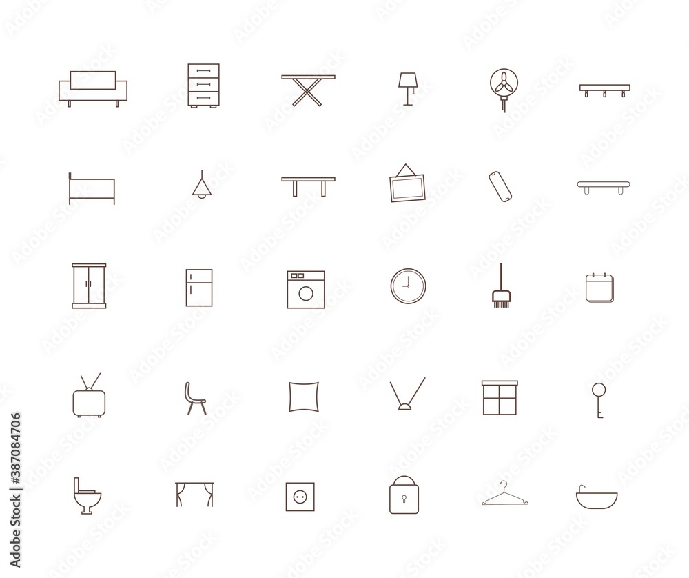 design about furniture icon set design about furniture icon set