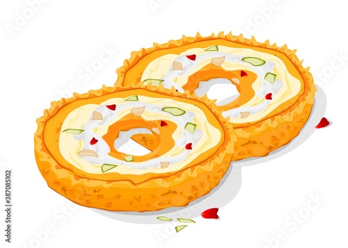 ghevar,ghewar Indian Sweets or Mithai Food Vector