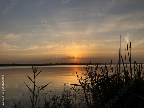 sunset over the river