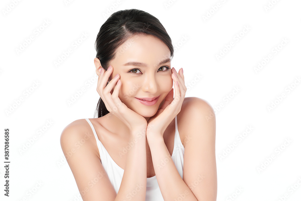 Beautiful young asian woman with clean fresh skin on white background, Face care, Facial treatment, Cosmetology, beauty and spa, Asian women portrait Beautiful young asian woman with clean fresh skin on white background, Face care, Facial treatment, Cosmetology, beauty and spa, Asian women portrait