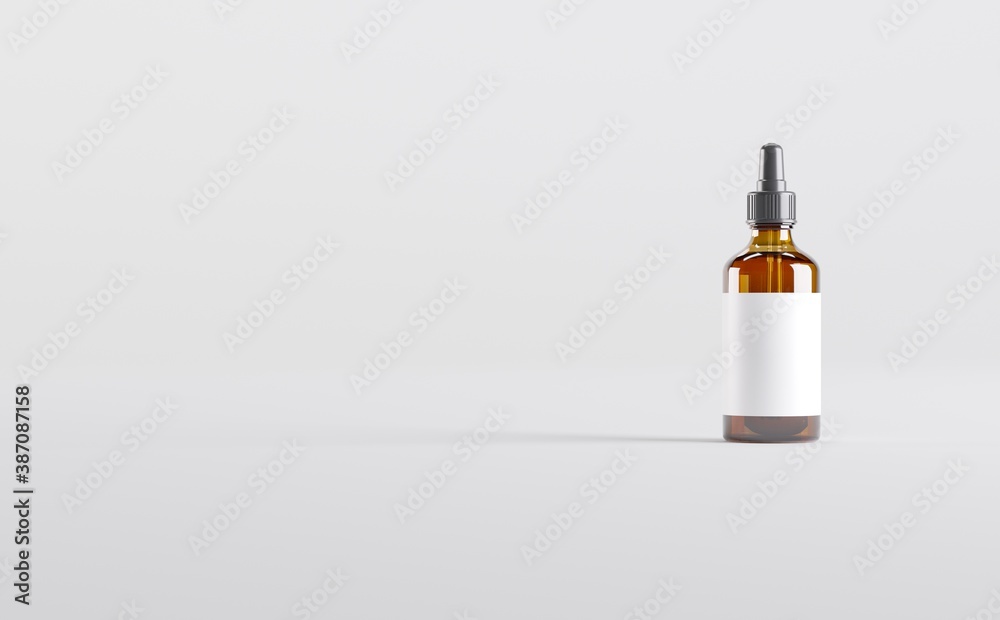Amber Dropper Bottle Mockup 3D Illustration Amber Dropper Bottle Mockup 3D Illustration