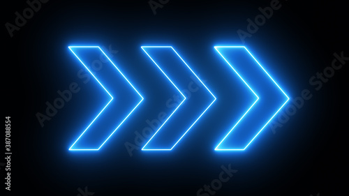 Blue neon arrows on a black background