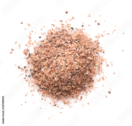black himalaya salt isolated on white background top view