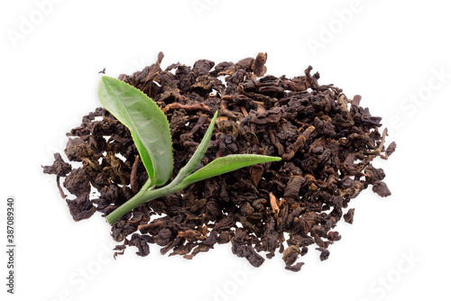 green tea leaf isolated on white background
