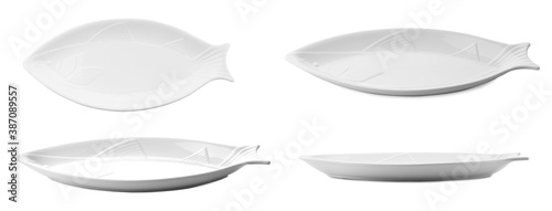 Set white bowl on white background