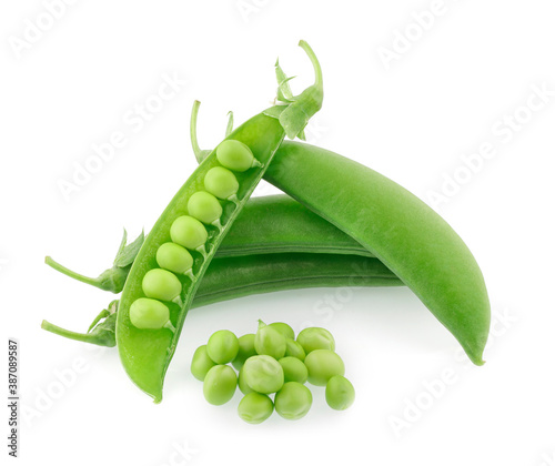Green peas isolated on white background