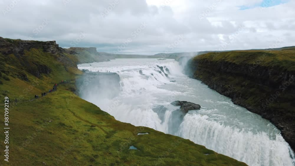 The massive Gulfoss waterfall in Iceland. - Overcast Day The massive Gulfoss waterfall in Iceland. - Overcast Day