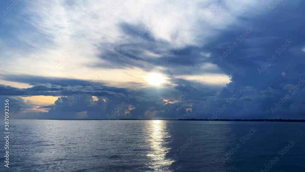 Beautiful clip over the ocean with clouds in the background in Florida Keys in USA Beautiful clip over the ocean with clouds in the background in Florida Keys in USA
