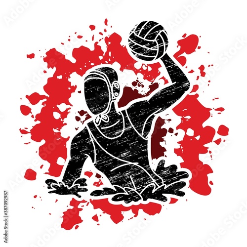 Water polo players  action cartoon graphic vector
