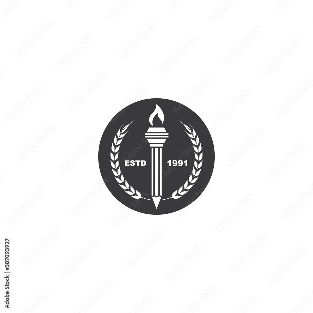 education pencil torch icon illustration vector education pencil torch icon illustration vector