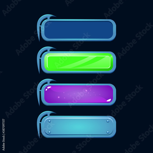 set of fantasy rpg game ui button in various style for gui asset elements vector illustration