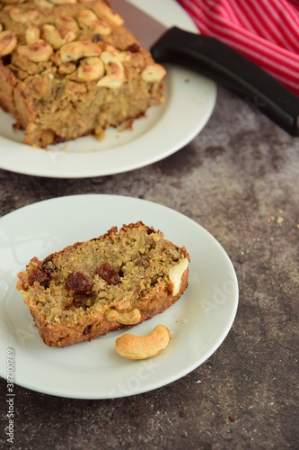 Raisin cashew loaf cake. Delicious dessert