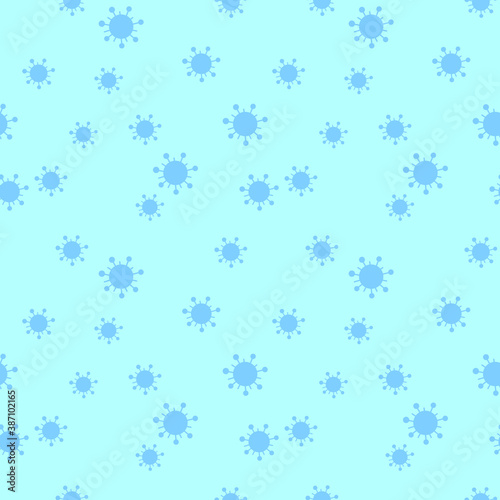 Seamless pattern of molecules, cells of virus, bacteria. Pandemic, epidemic covid-19. Theme of quarantine, spread of coronavirus, vaccination. Vector background in flat style isolated