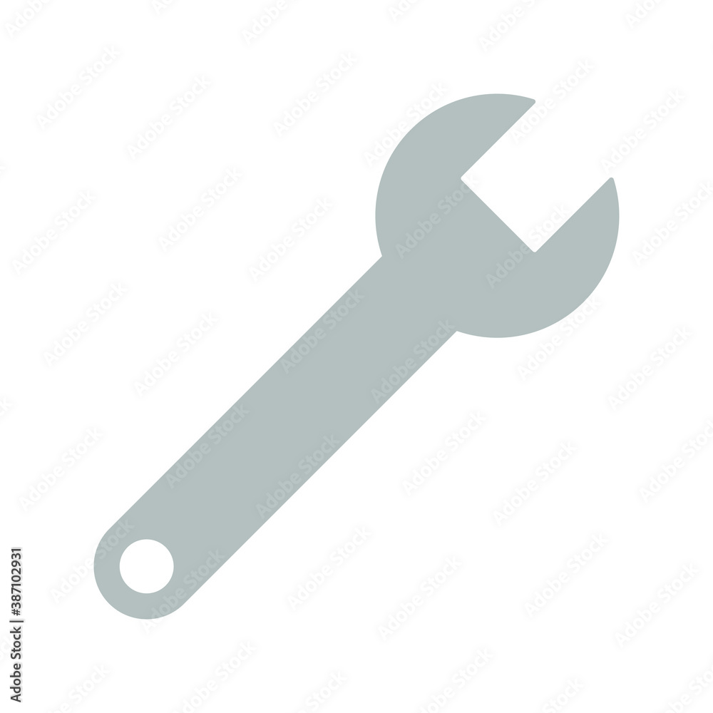 Wrench vector icon. Repair tool symbol. Setup and setting adjustment sign. Mechanic instrument logo. Silhouette isolated on white background. Wrench vector icon. Repair tool symbol. Setup and setting adjustment sign. Mechanic instrument logo. Silhouette isolated on white background.