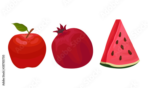Ripe and Fresh Fruits Isolated on White Background Vector Set