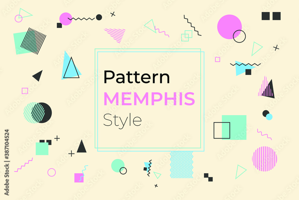 Patrón Estilo MEMPHIS. Elementos geométricos de moda. Textura de estilo retro. Afiche moderno de diseño abstracto, tapa, diseño de tarjeta.
