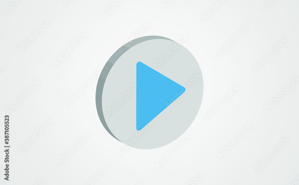 Blue play button icon. Isometric of blue play button vector icon for web design isolated on white background