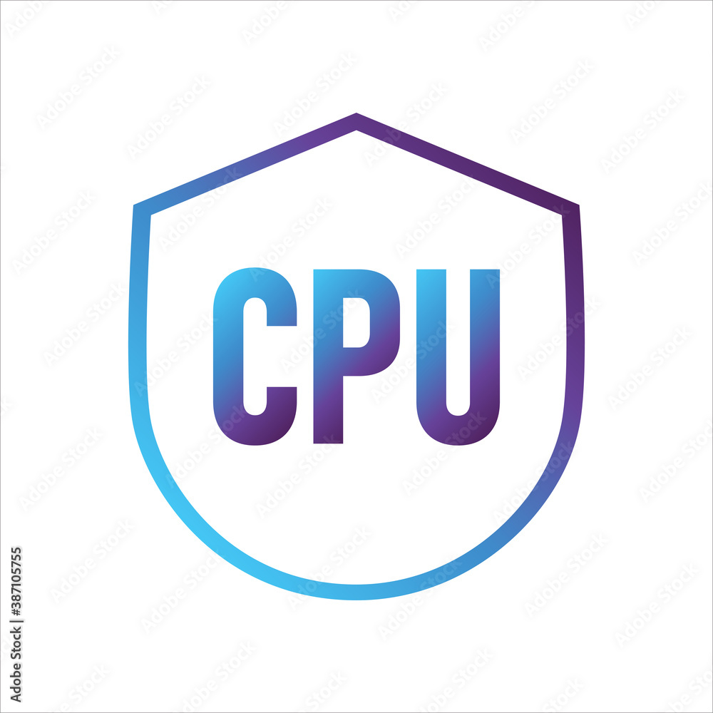 security shield icon. shield with cpu symbol. Concept of computer security . gradient style outline Vector illustration, vector icon concept. security shield icon. shield with cpu symbol. Concept of computer security . gradient style outline Vector illustration, vector icon concept.