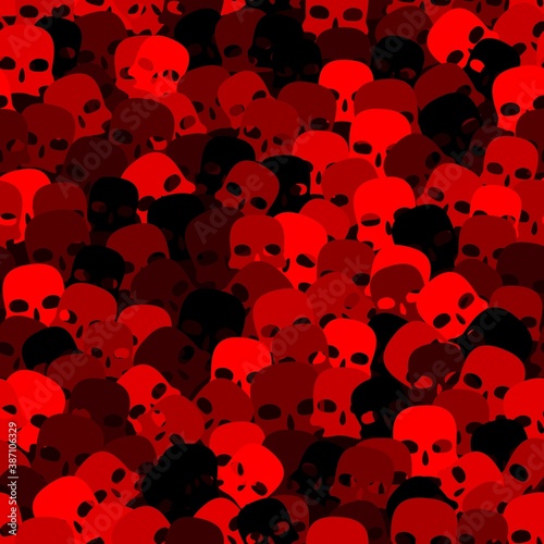 Cool seamless pattern. Red sculls for Santa Muerte or Halloween party poster