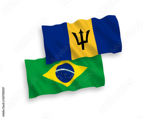 Flags of Brazil and Barbados on a white background