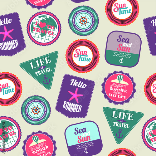  vector seamless pattern with stickers for travel